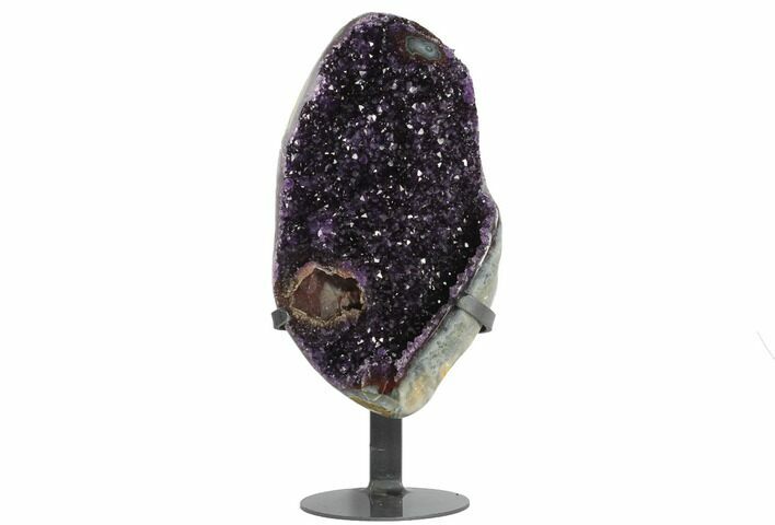 Dark Purple, Amethyst Cluster With Metal Stand - Uruguay #126134